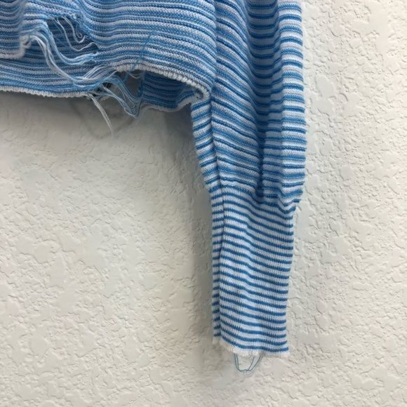 Wildfox Aura Striped Ruffle Knit Oversized Distressed Sweater - Picture 5 of 9